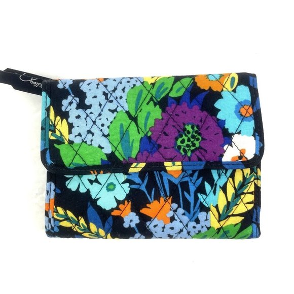 Vera Bradley Trifold Wallet Midnight Blues Small Quilted Organizer Brand New